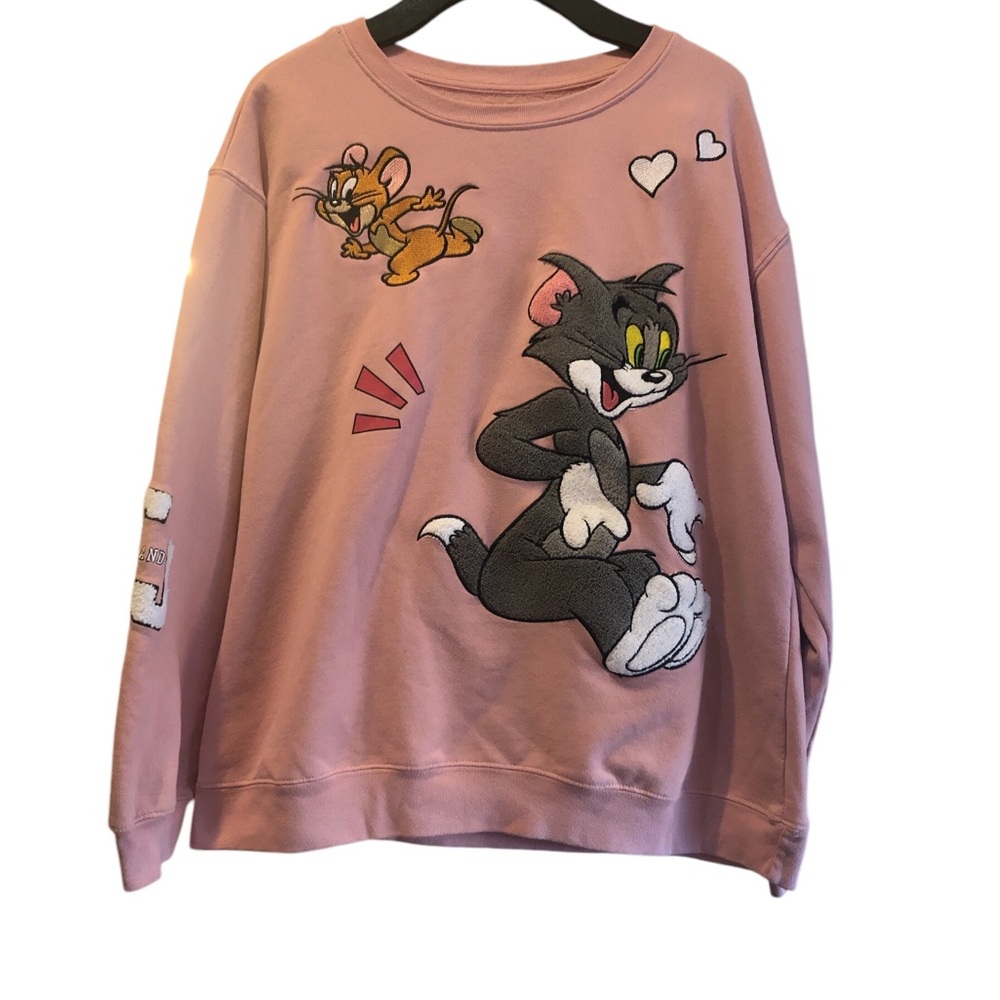 Tom and Jerry Pink Patch Sweater. Juniors XXL
